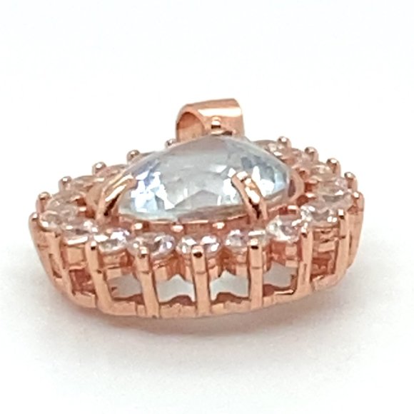 Aquamarine 3.00ct Rose Gold Finish Solid 925 Sterling Silver Pendant - Picture 5 of 7